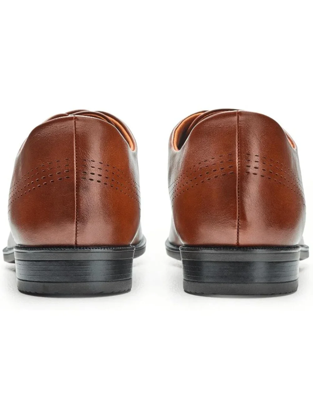 Marc Joseph Men's Cognac Faux Leather Closed Toe Casual Oxford Block Heel Shoes
